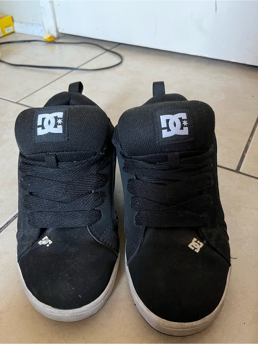 DC Black Skate Sneakers with White Logo Tag
